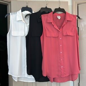 Log of 3 Worthington button up tank blouses, size medium.